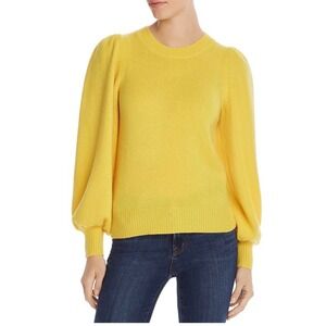 Aqua 100% Cashmere Puff Sleeve Crewneck Sweater Yellow Balloon Sleeve Sz Small